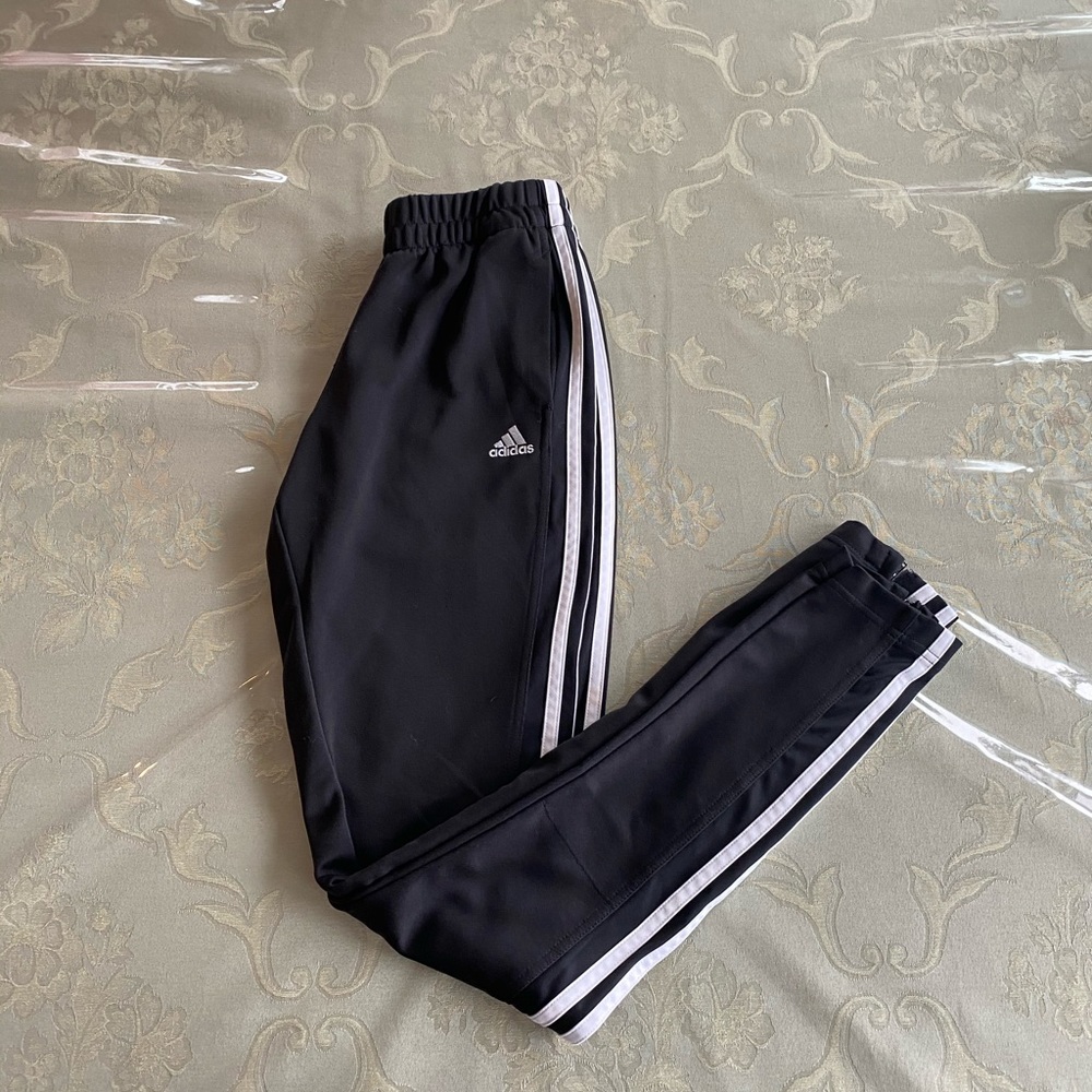 Adidas Three Stripe Black Joggers